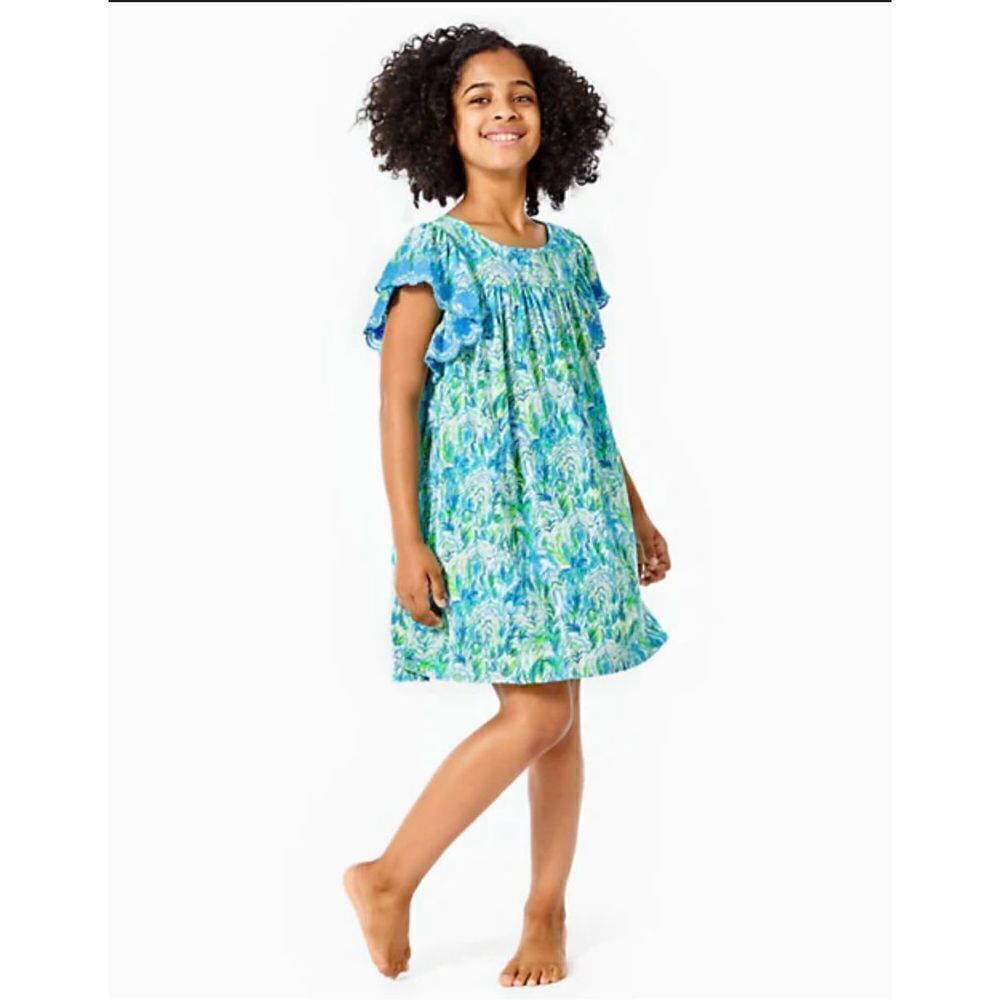 New Lilly Pulitzer Girl's Stassie Dress Resort White Out to Play